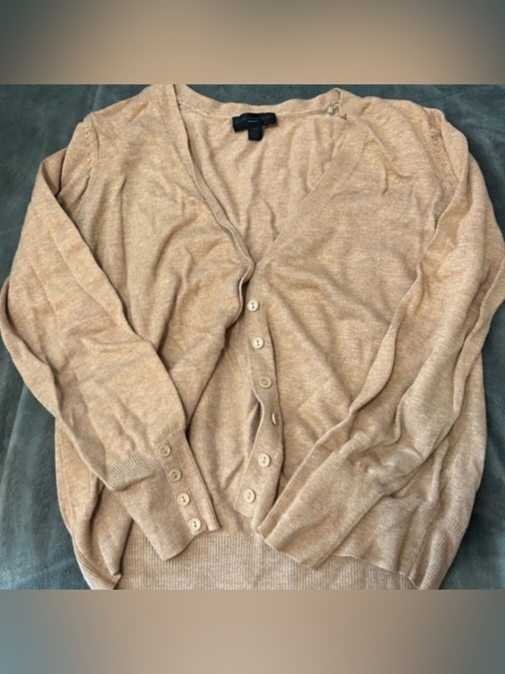 Worthington Beige Button Front V-Neck Cardigan
